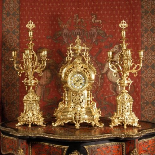 ***** Sold ***** Large Antique French Clock Set by Samuel Marti